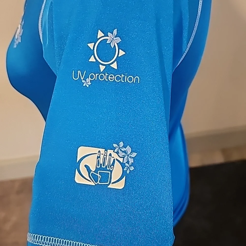 Body glove blue swim shirt uv protection  - womens medium - Picture 3 of 7